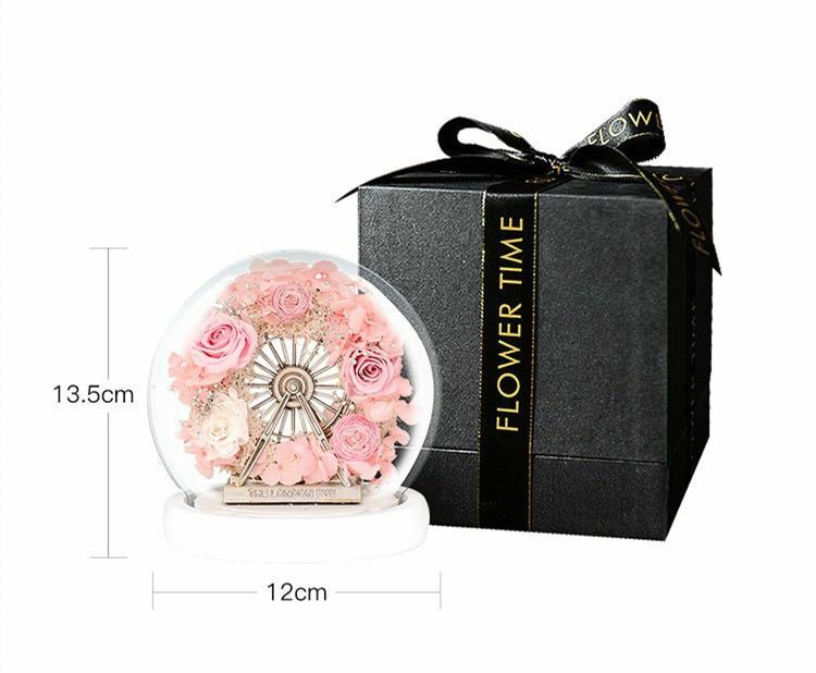 Preserved Rose Glass Dome Flower Gift Set For Womens Mother Day Birthday Wedding