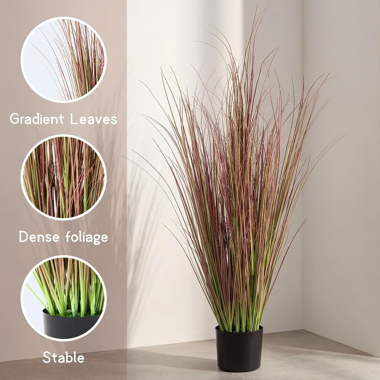 Tall Artificial Pampas Grass in Pot – 2 Pieces for Indoor/Outdoor Decor