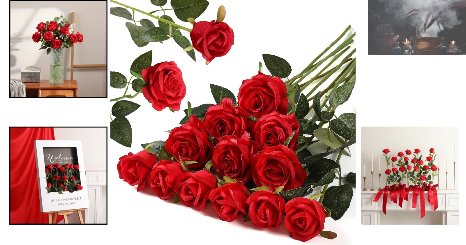 Long Stem Red Silk Roses – Timeless Beauty for Weddings, Parties & Home Decor