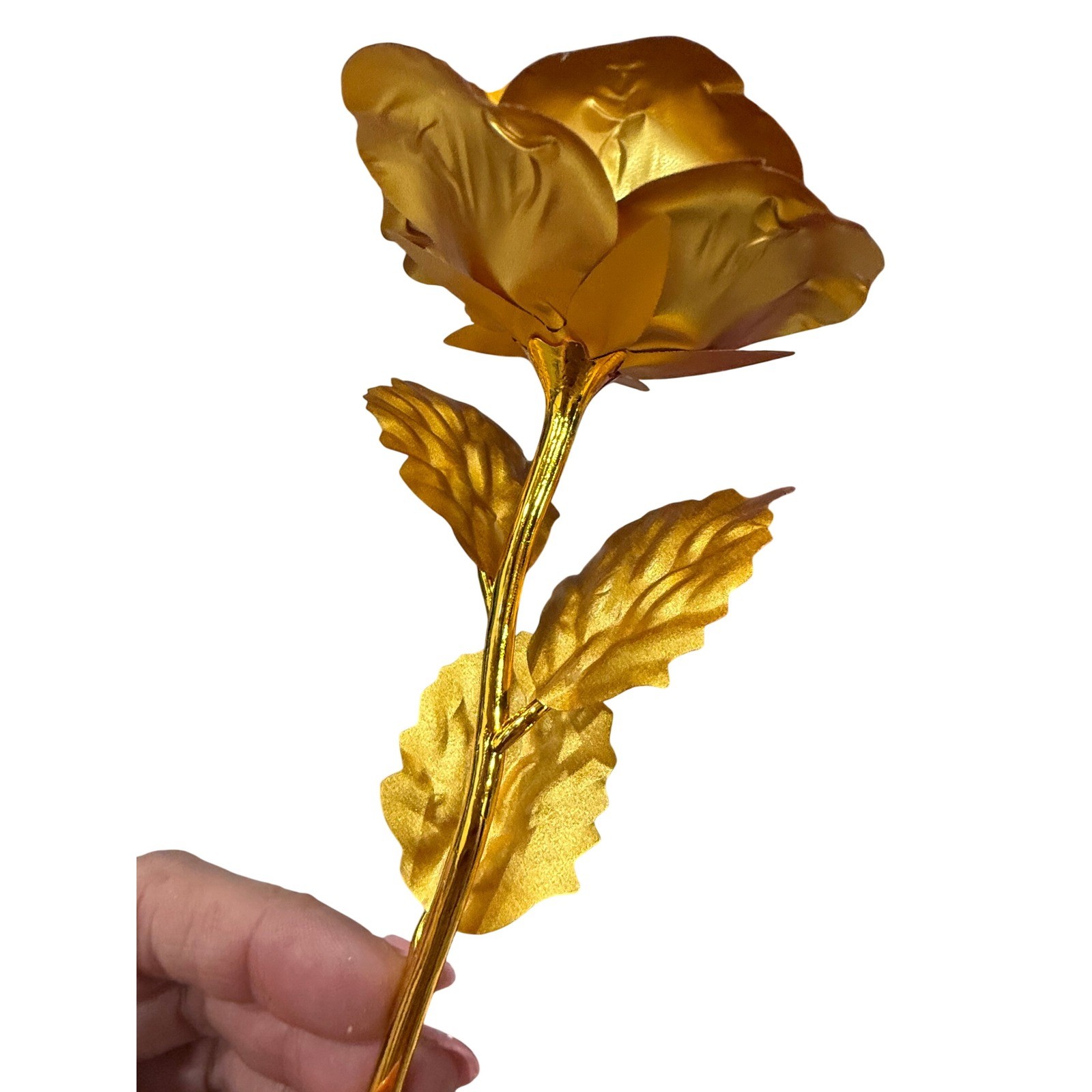 LoveInUSA 24K Artificial Gold Rose Metallic Flower with Purple Gift Box Decor