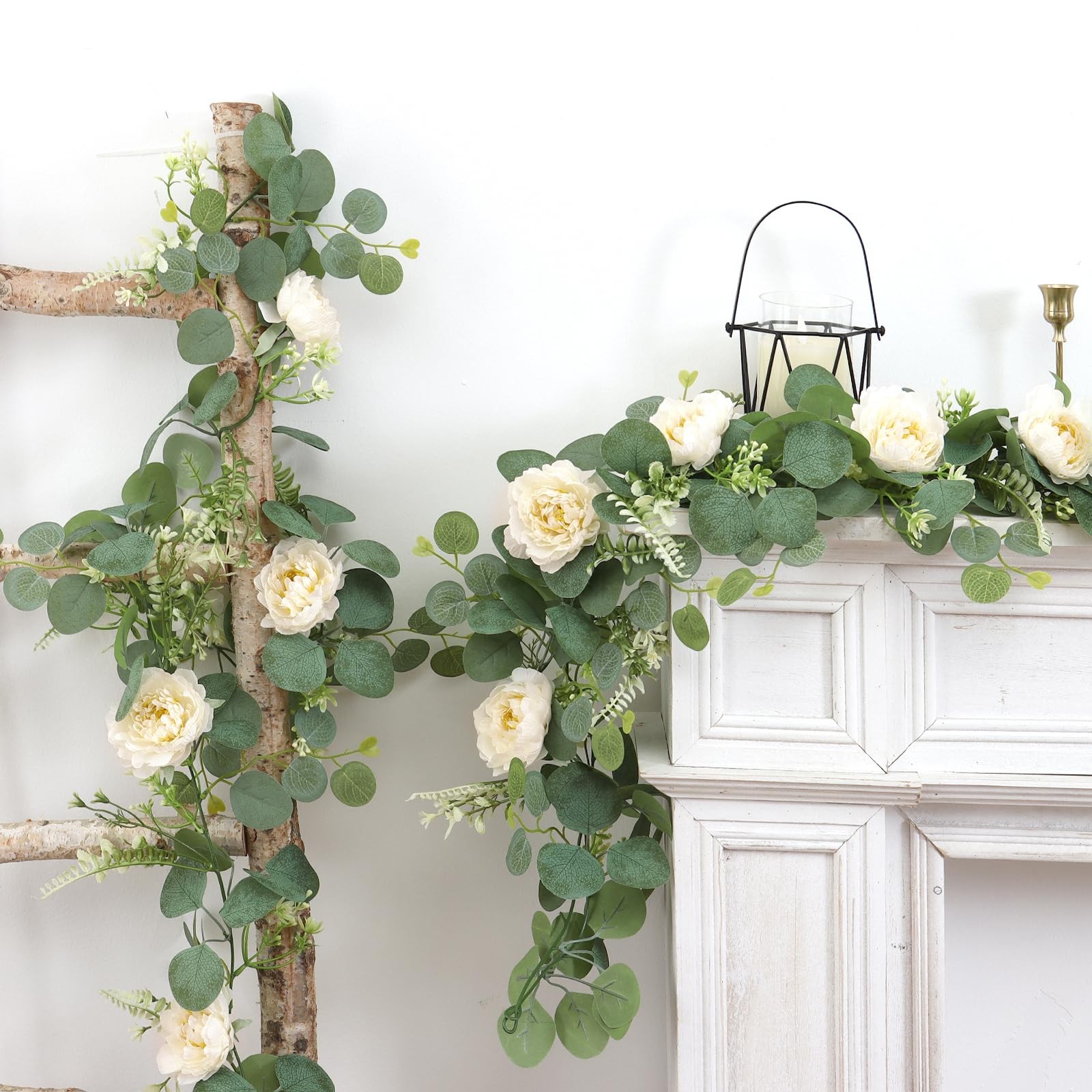 2PCS 6.56Ft Artificial Eucalyptus Flower Garland Fake Peony Flower Vine Faux …