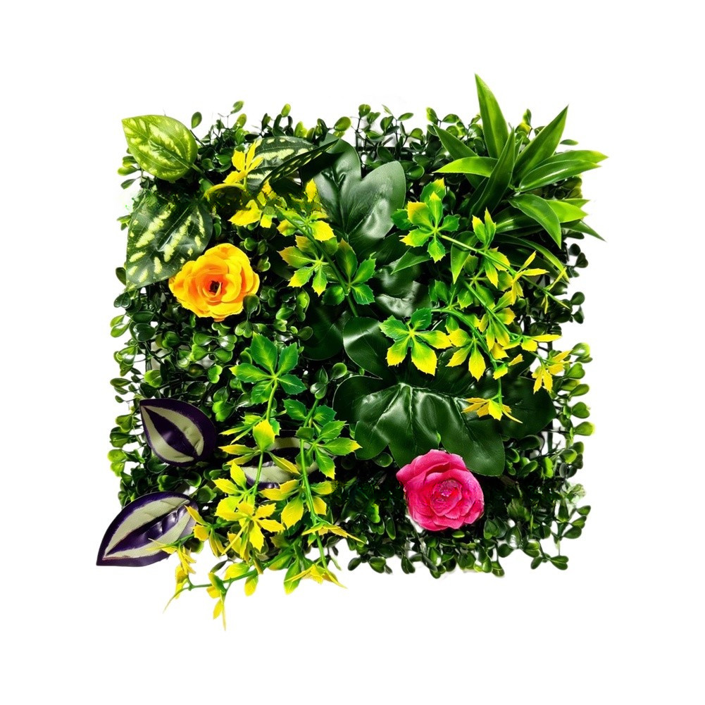 Waterproof Faux Plant Panel 25x25cm UV Protected PE for Wedding Decoration