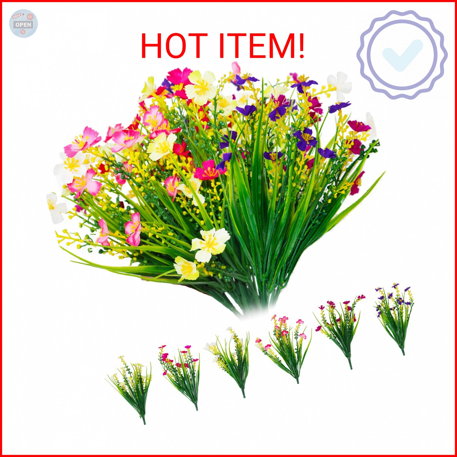 XYBGHFU 12 Bundles Artificial Outdoor Flowers Fake Silk Plants Spring Decoration