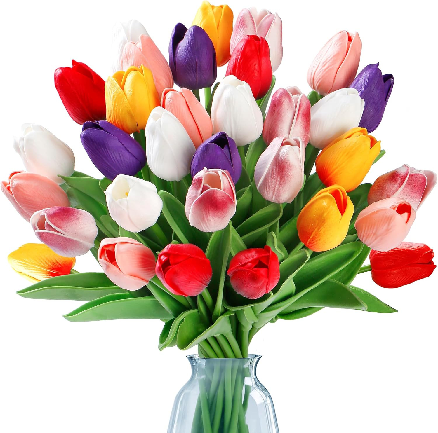 15PCS Real Touch Artificial Tulips PU Faux Flower Stems Wedding Home Decor