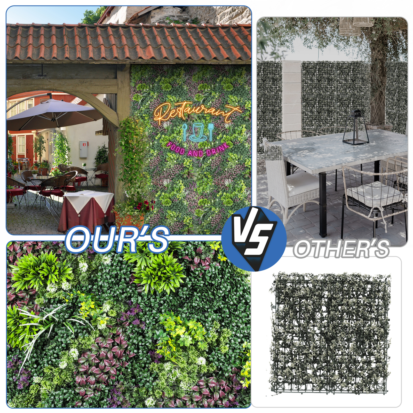40 x 40″ Artificial Plants Mats 3D Mixed Greenery Bushes Wall Hedge Decor Panel