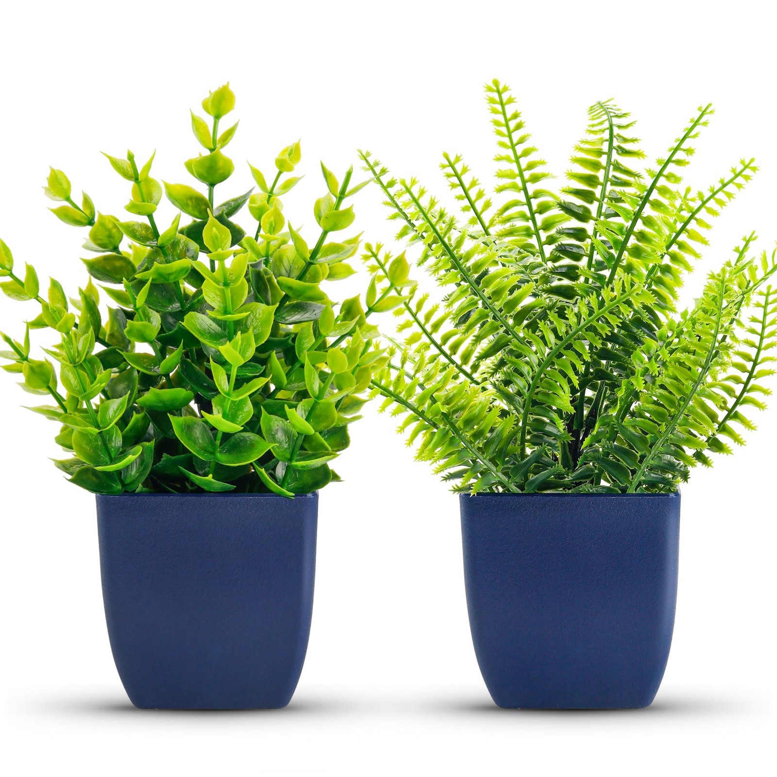 Der Rose Fake Plants 2 Pack Small Artificial Plants in Blue Pots Faux Plants Ind