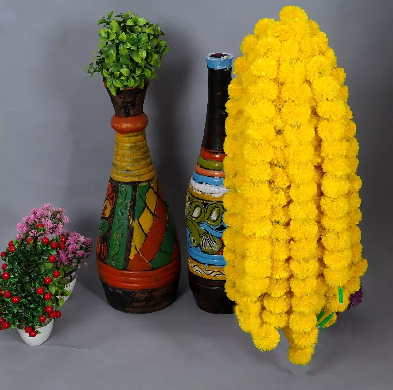 20 Pcs Set Artificial Marigold Flower Garlands Diwali Indian Wedding Decoration