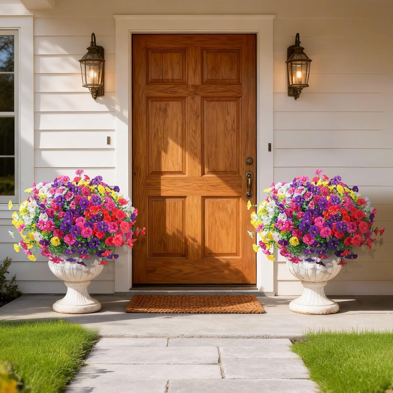 24 Bundles Artificial Flowers for Outdoors Spring Plants Outdoor Decor, Faux …