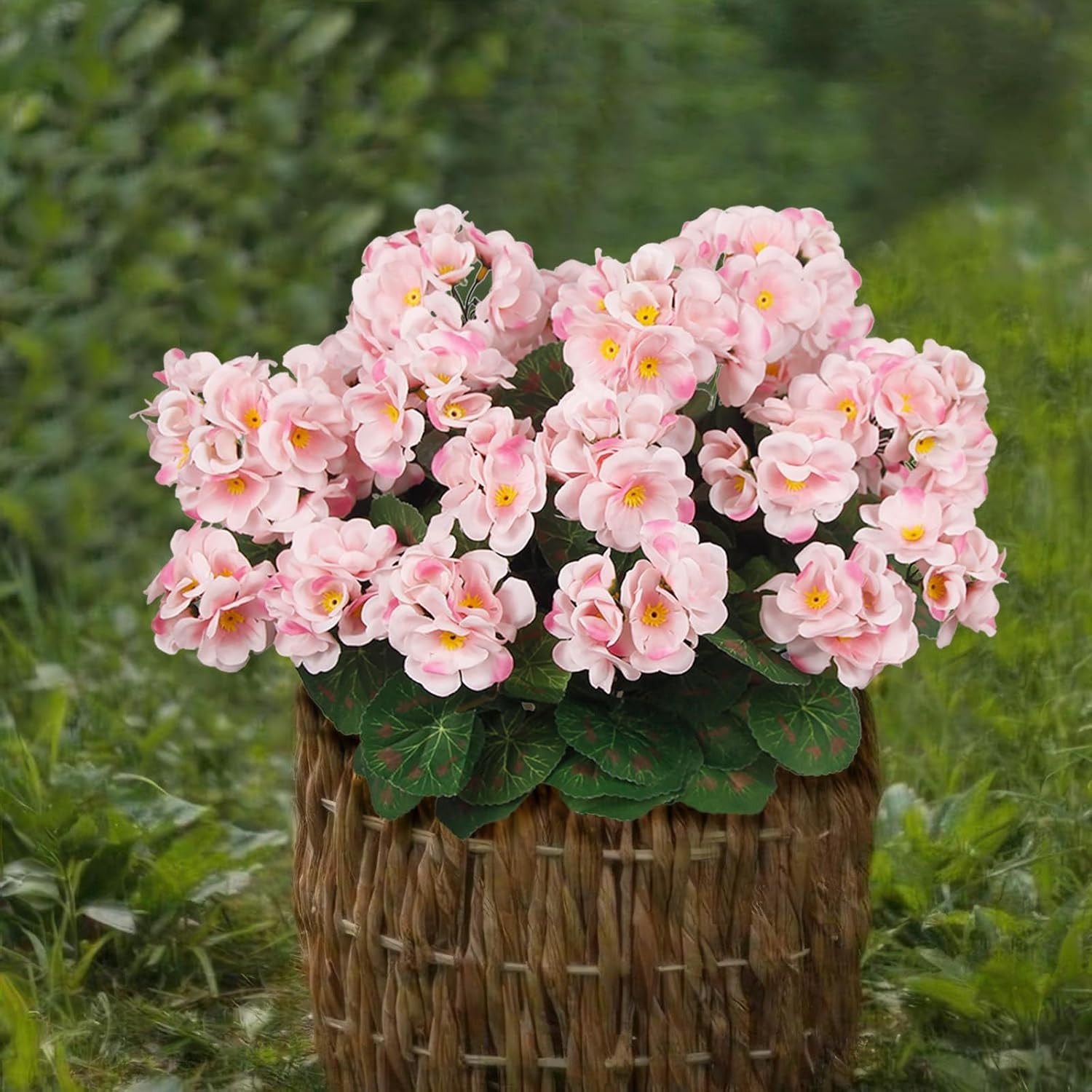 8 Pcs Artificial Geraniums Flowers Pink Silk Geraniums for Outdoors UV