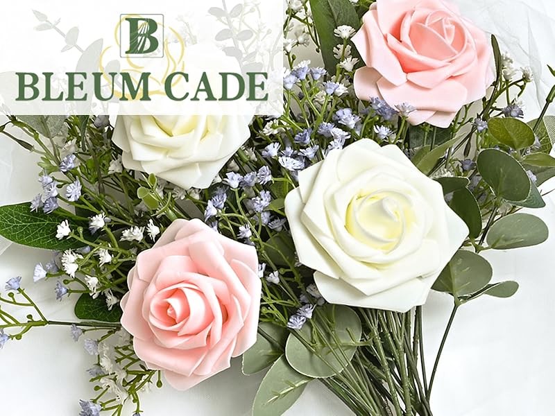 16Pcs Artificial Flowers Fake Roses with Stems, Ivory White Boxed Foam Roses for