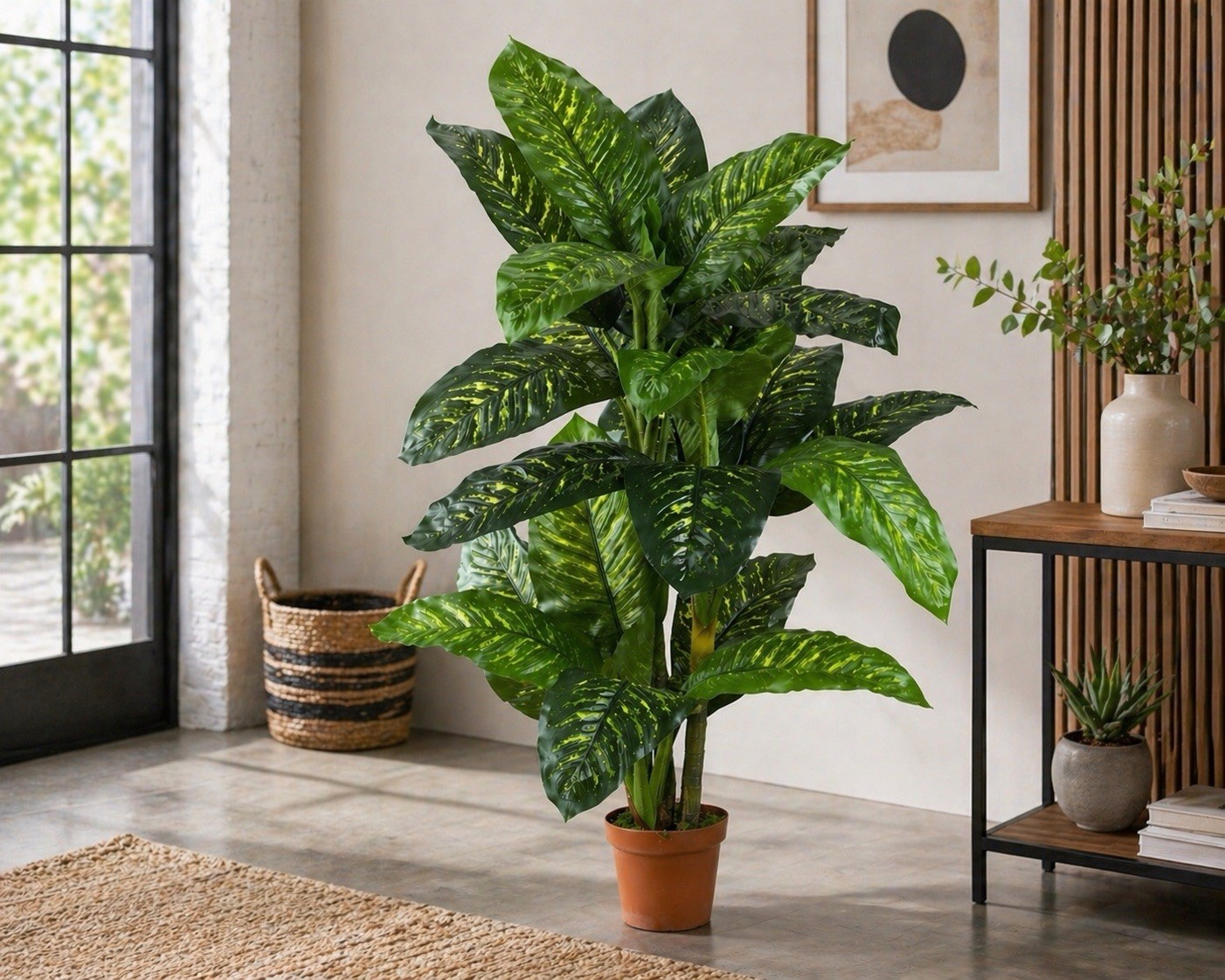 5′ Artificial Dieffenbachia Plant (Real Touch)