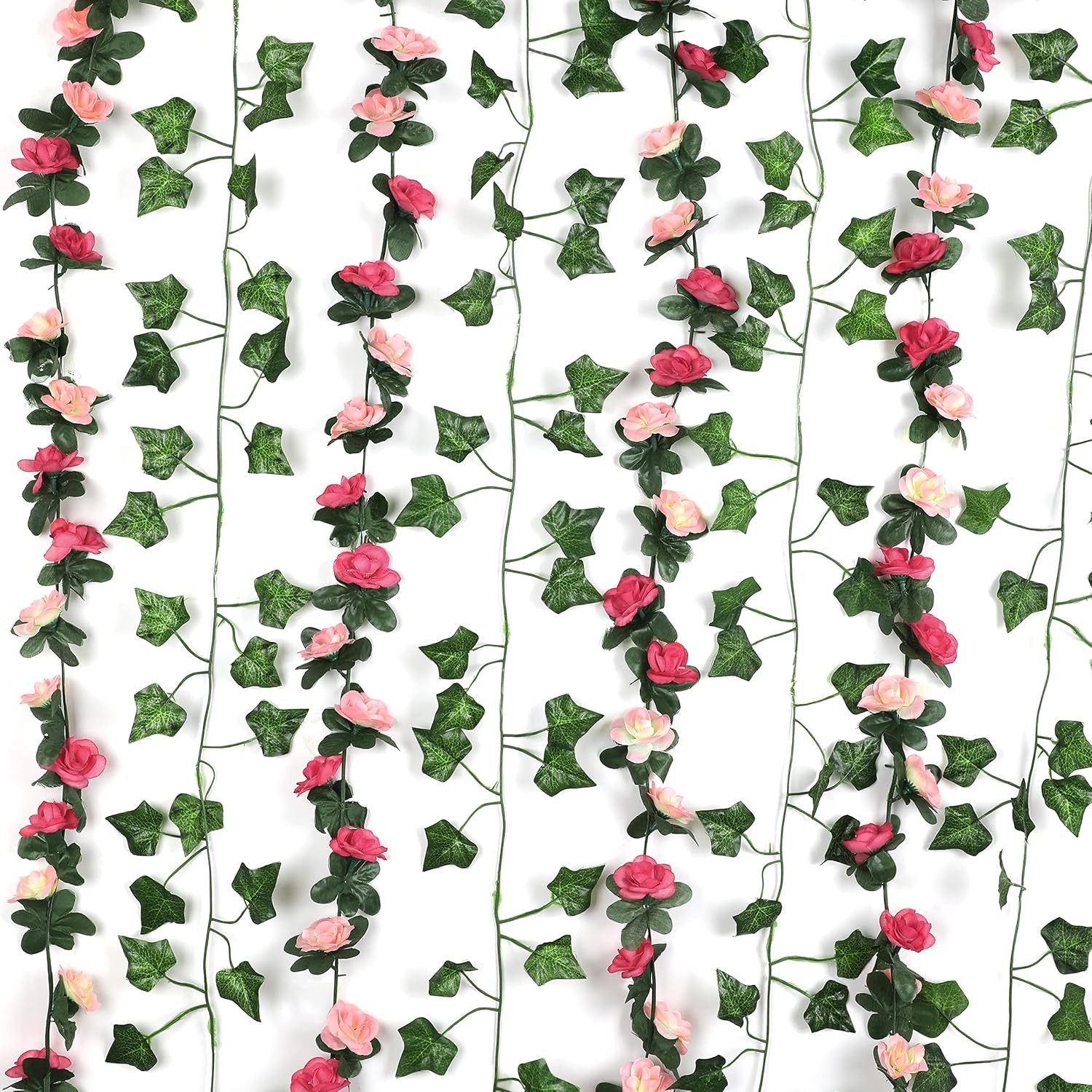 5 Pcs 41Ft Flower Garland Artificial Rose Vines with 5 Pcs 34.5Ft