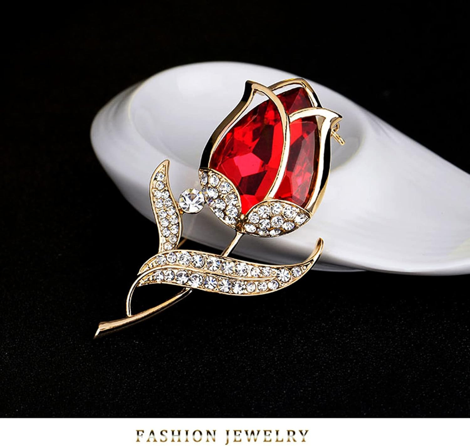 Preserved Red Rose Gift Box- Enchanted Real Roses with Ruby Brooch, Eternal Rose