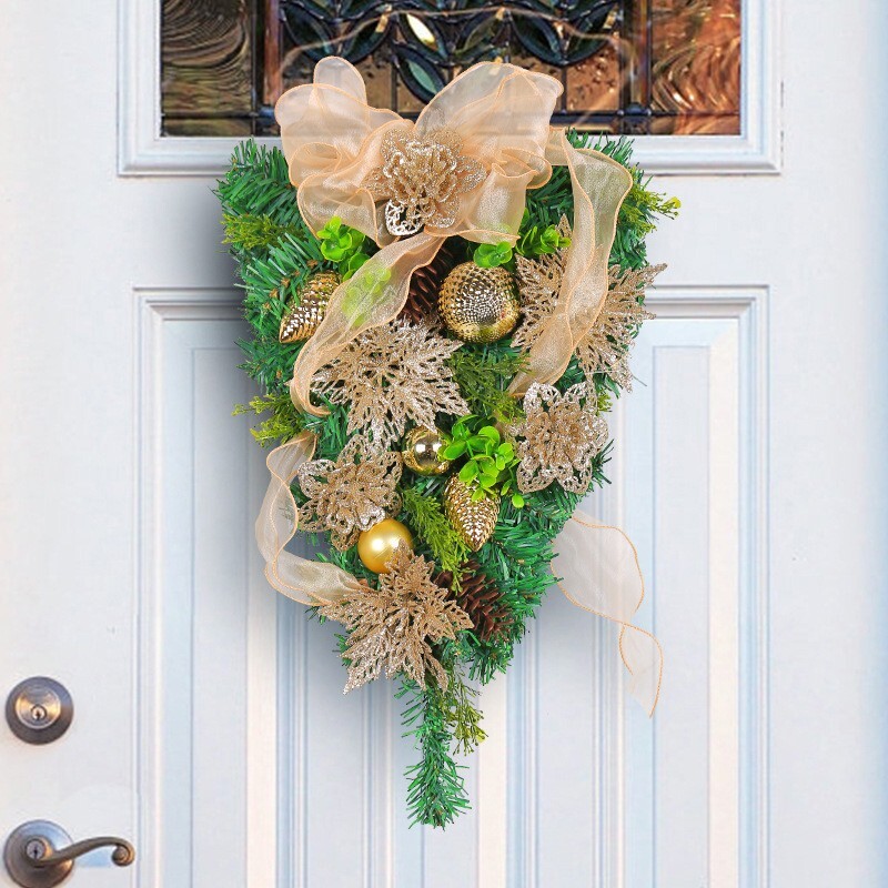 Artificial Festive Seasonal Holiday Wreath for Front Door or Porch