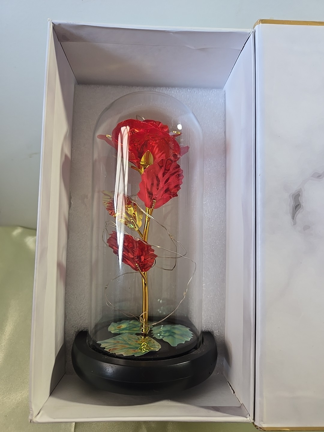 Red Rose In A Dome With Lights. for That Special Person.