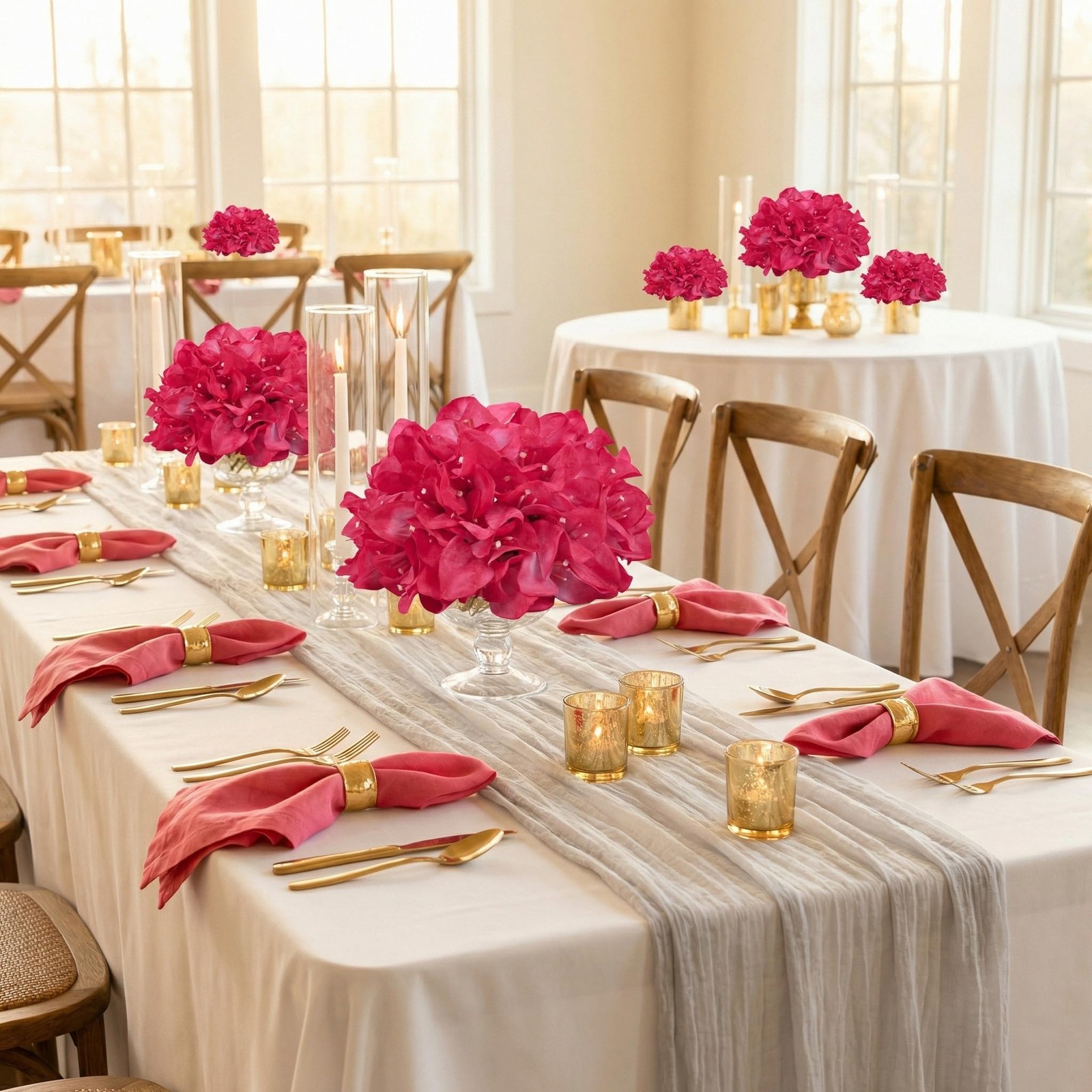 Hot Pink Artificial Bougainvillea Flower Balls for Centerpieces, 2 PCS 7.8″ V…