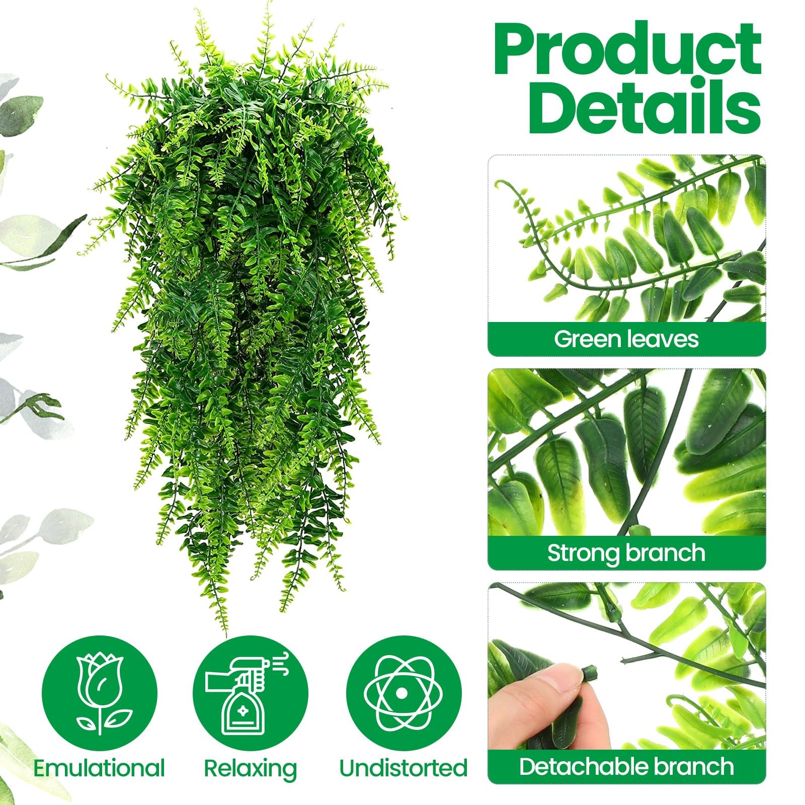 28 Pcs Artificial Hanging Plants 32 Inch Plastic Fern Vine Fake Greenery Plan…