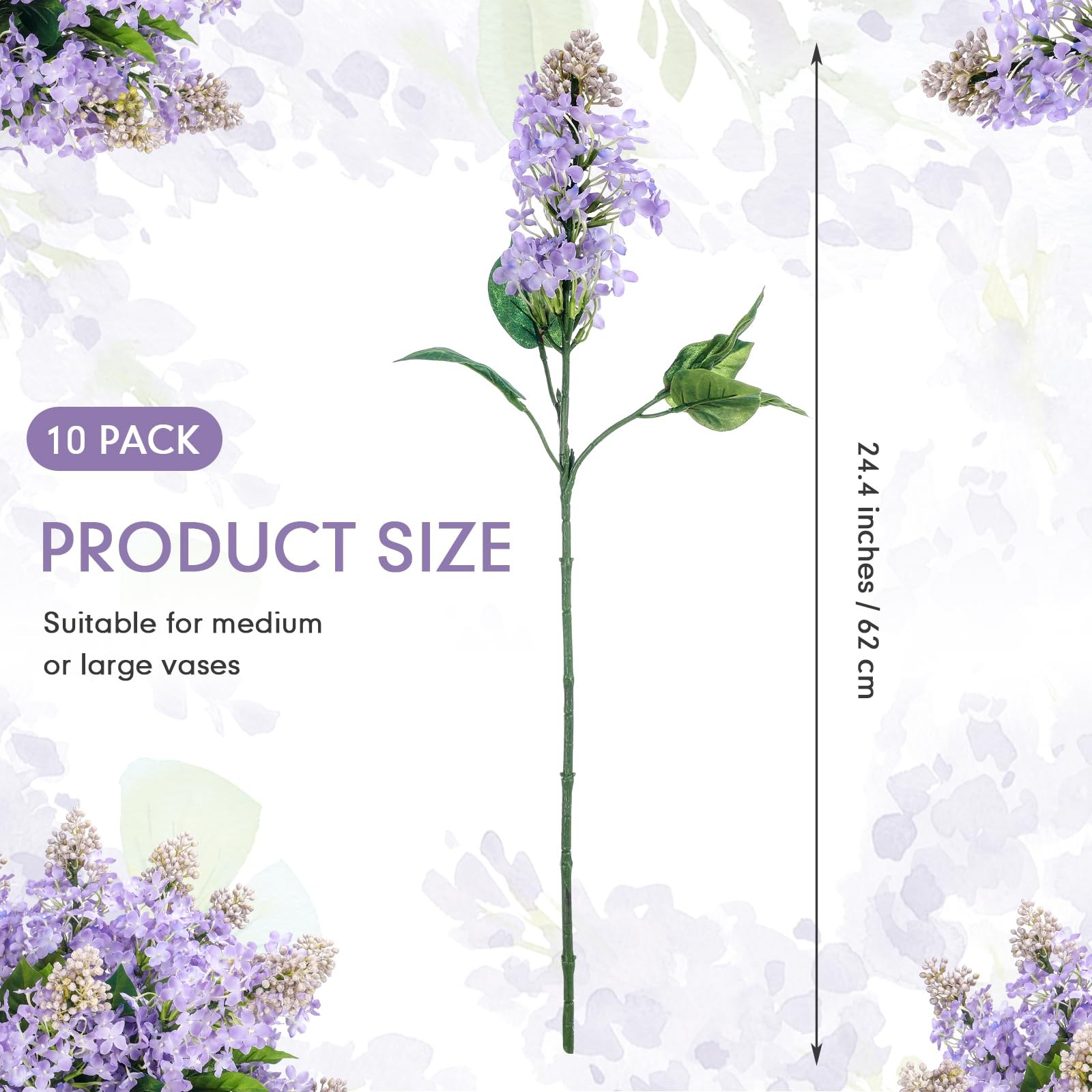 10 Pcs 24″ Artificial Lilac Flowers Purple Fake Delphinium Antirrhinum Stem R…