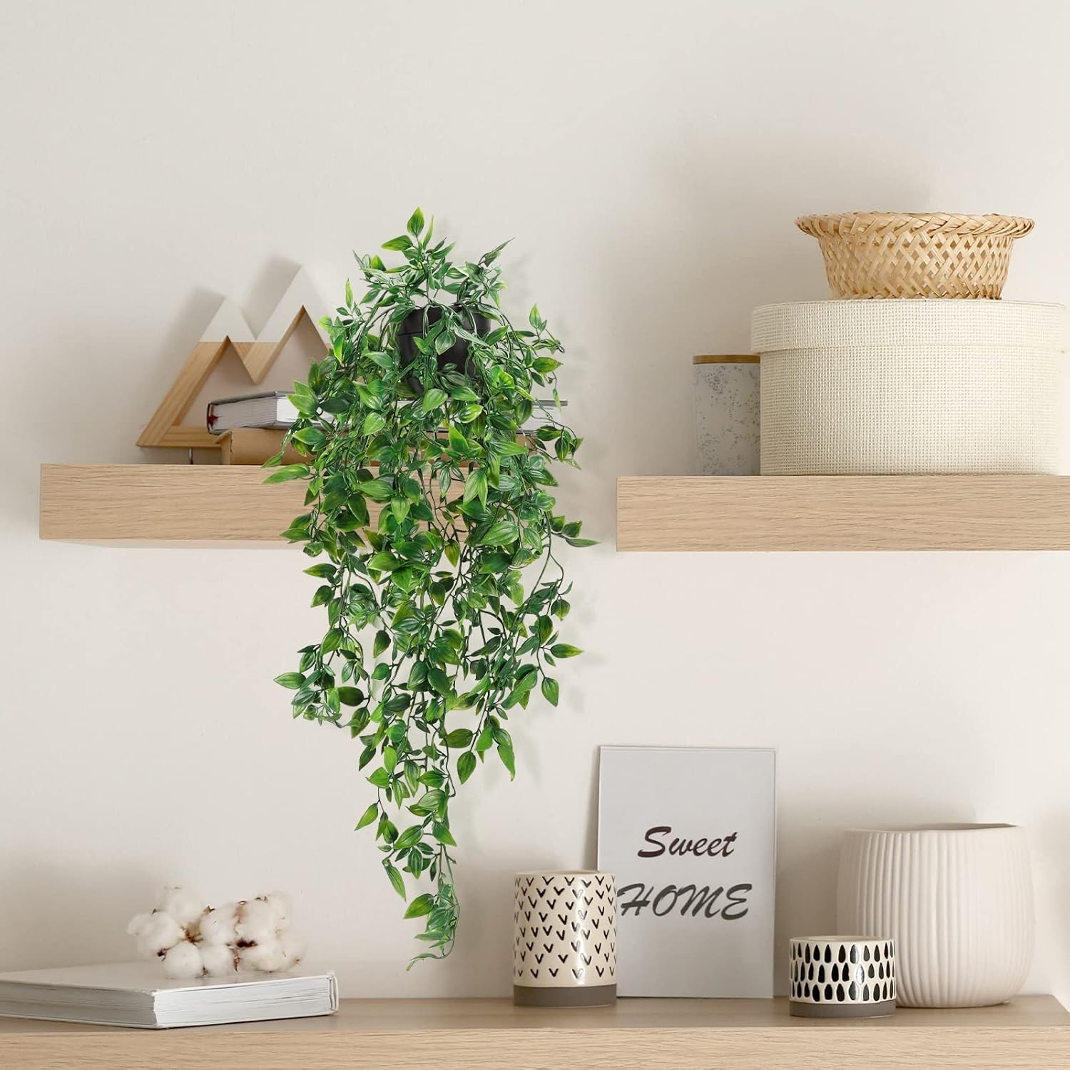 Waterproof Faux Hanging Plants – 2 Pack for Stylish Home and Office Decor