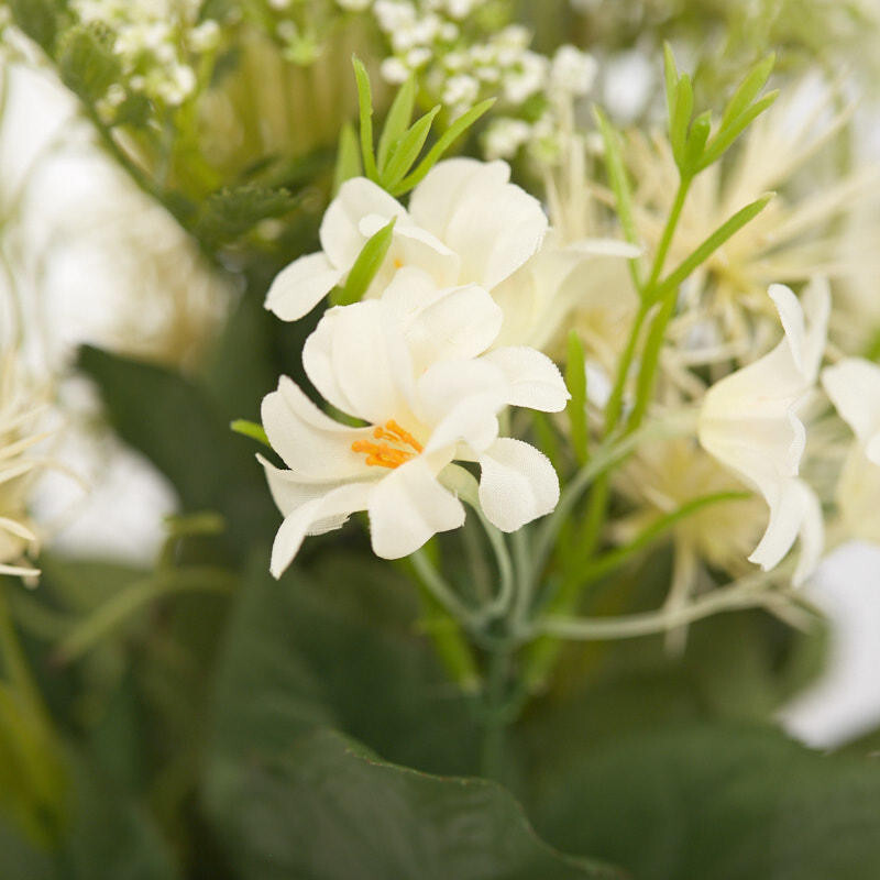 Factory Direct Craft Cream Artificial Lily and Queen Ann’s Lace Bush