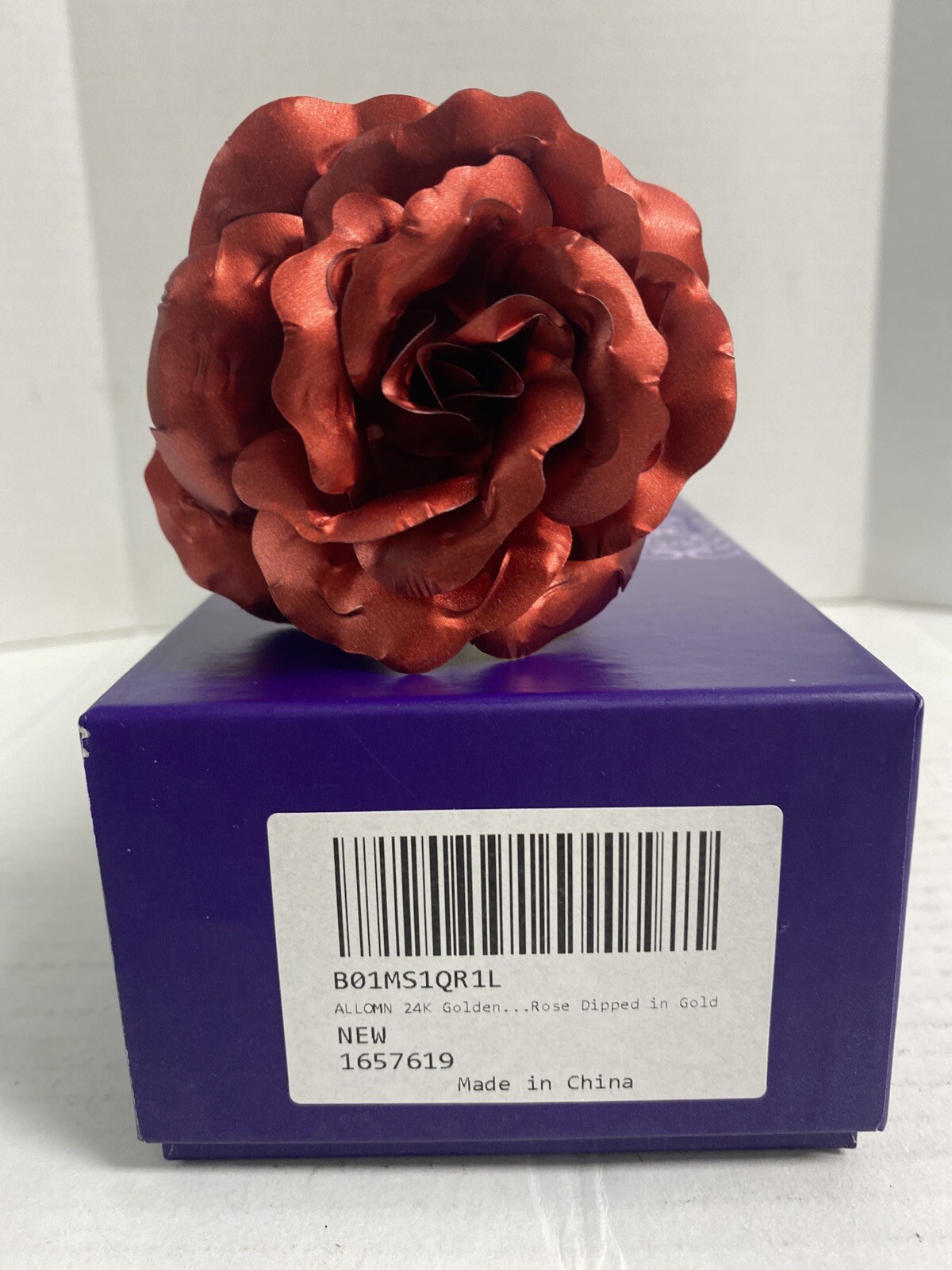 24K Golden Rose FlowerDipped in Gold with Gift Box Red