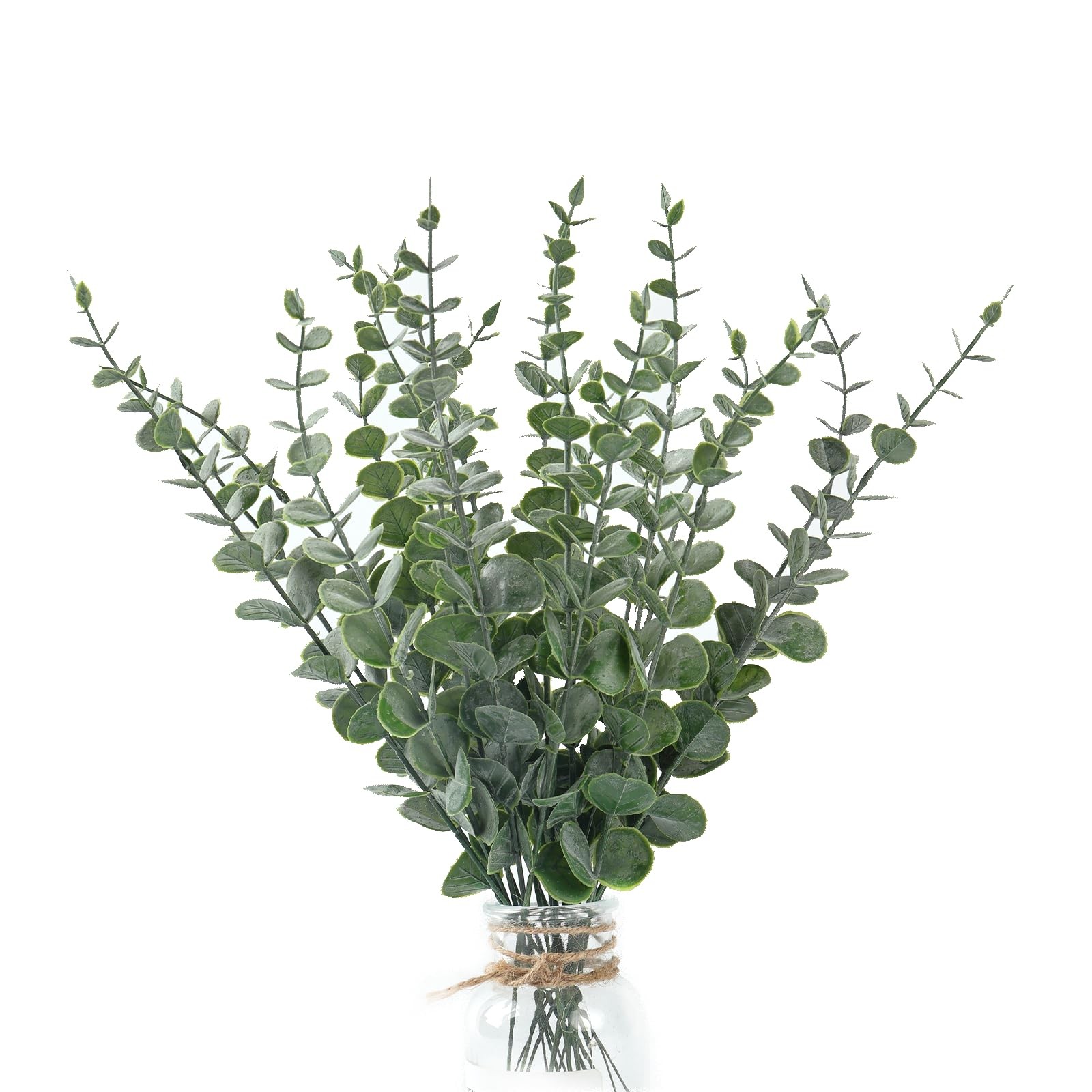 20PCS Artificial Eucalyptus Stems, Faux Silver Dollar Eucalyptus Leaves, Real…