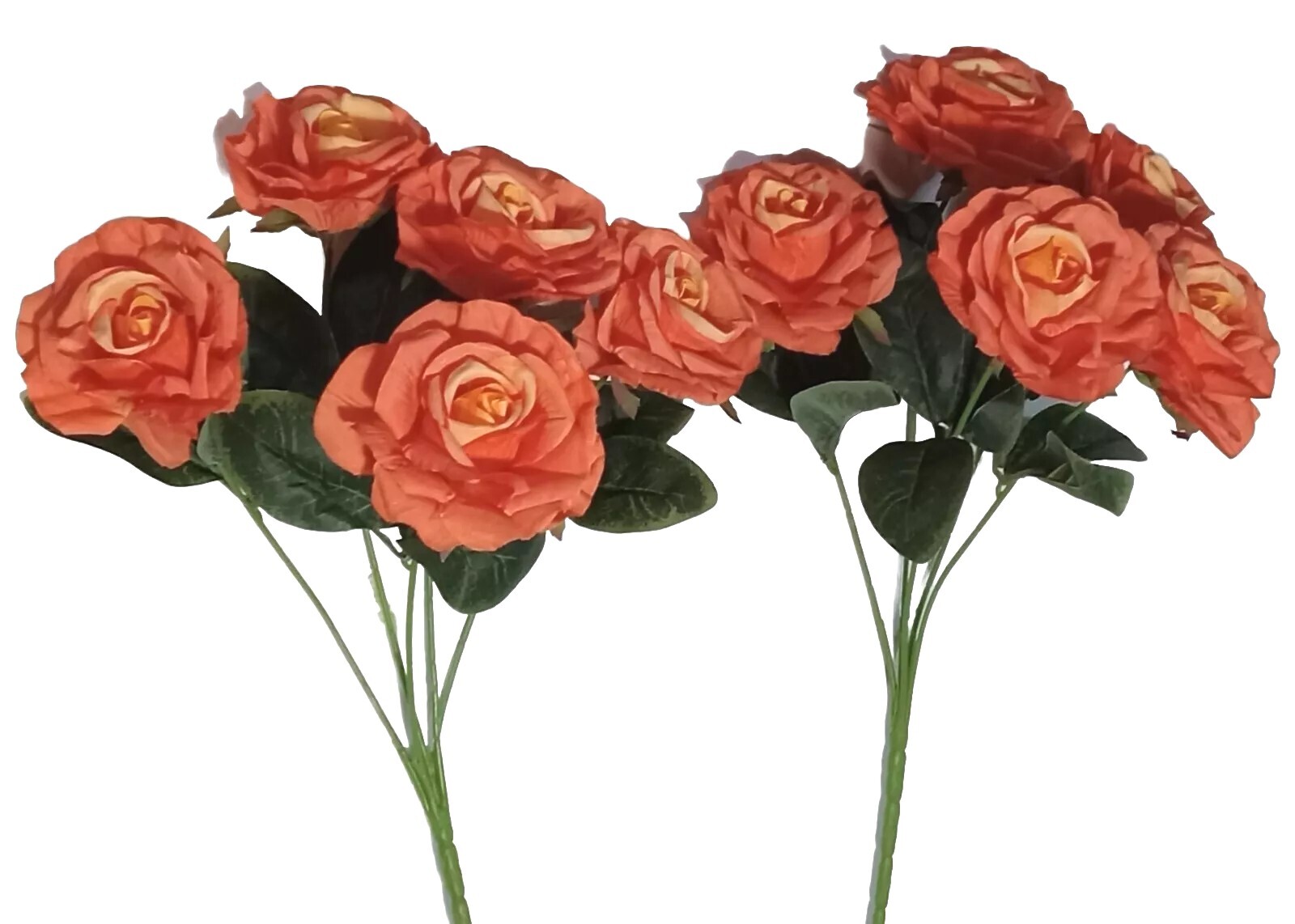 (2 pcs) Large Orange Rose 19″ Bush Silk Flower General Home Decor Wedding #B2256