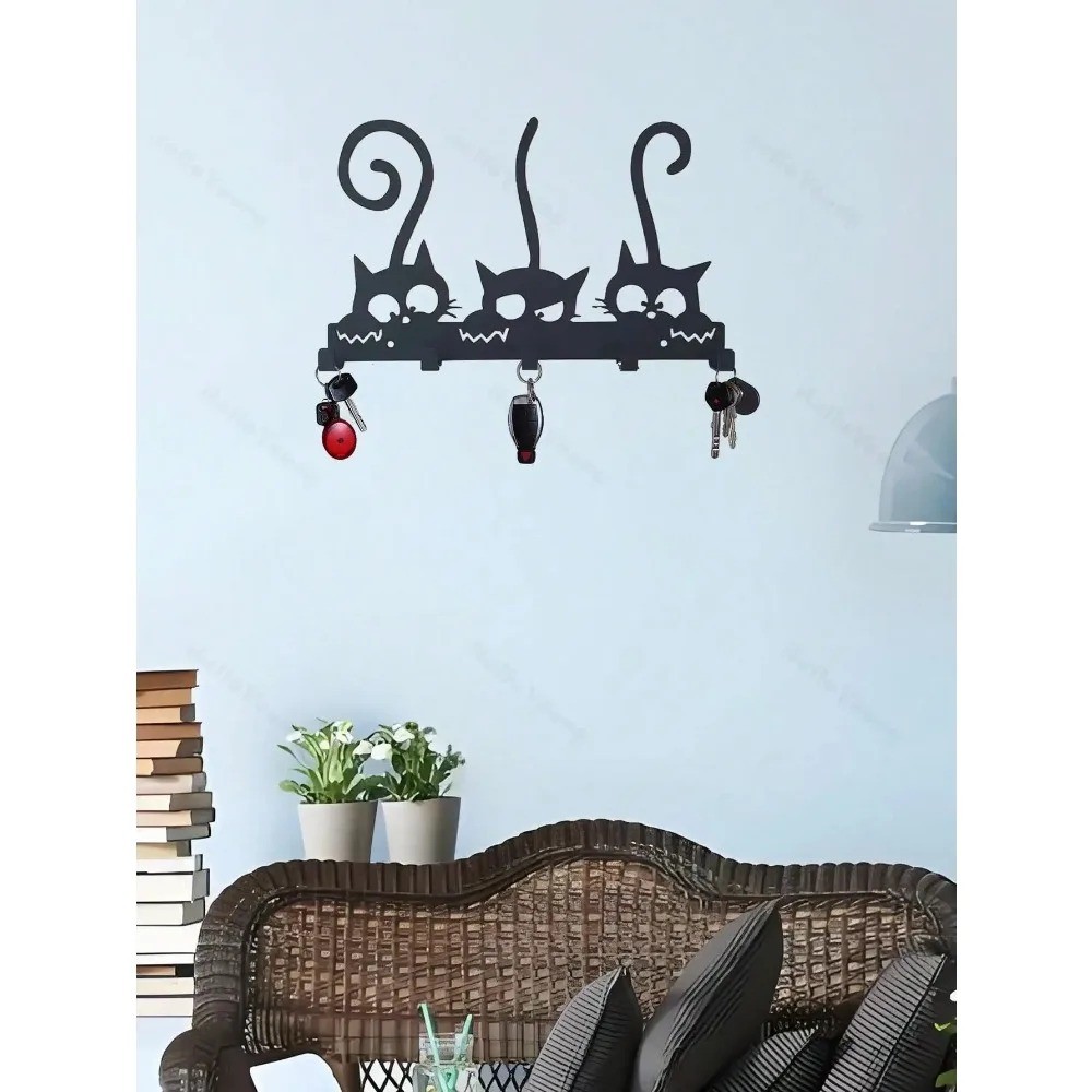 Black Cat-Themed Metal Wall Hook – Durable Home Office Decor Personalized Gift