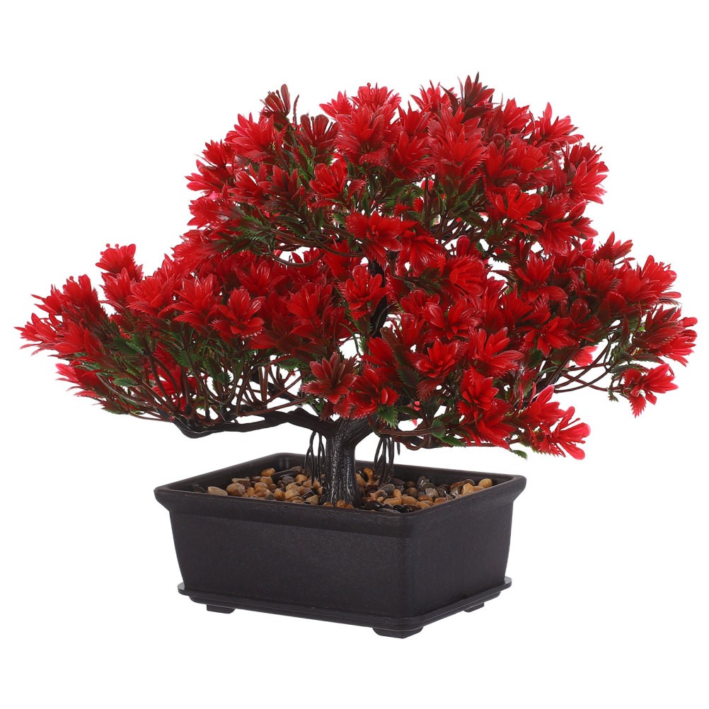 Artificial Bonsai Tree Plastic Desk Ornament for Japanese Style Home Decoration
