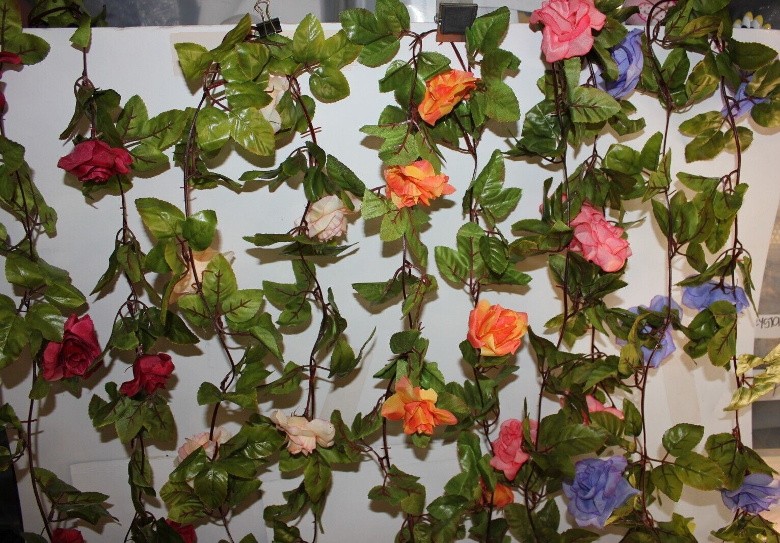 8 Feet Rose Garlands with green leaves, Pastel Colors Wedding Party Decor