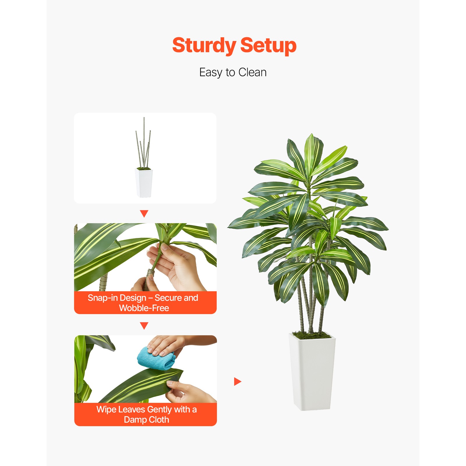 Uimoso 5ft Artificial Dracaena Tree in Pot Indoor Home Decor Faux Fake Plant