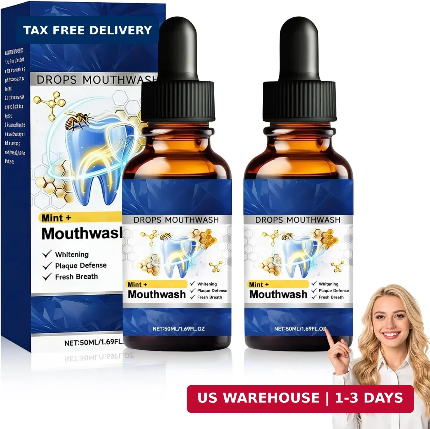 2PCS Beetakt Oral Repair Solution, Mint Flavored 0.5 Fl Oz (Pack of 2), No