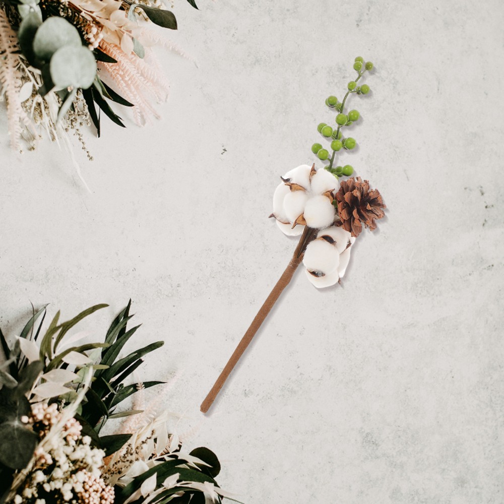 4 Pcs Cotton Stems Decor Branches Bunch Artificial Flower Picks for DIY