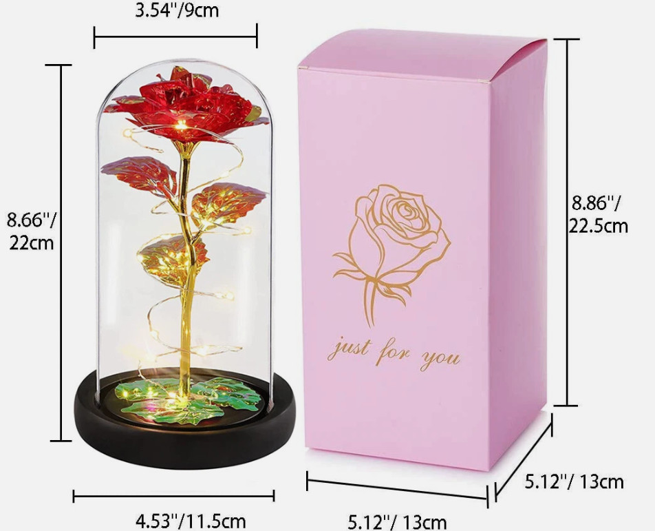 Forever Galaxy Rose In Glass Dome Eternal LED Light Flower Valentine’s Day Gift.