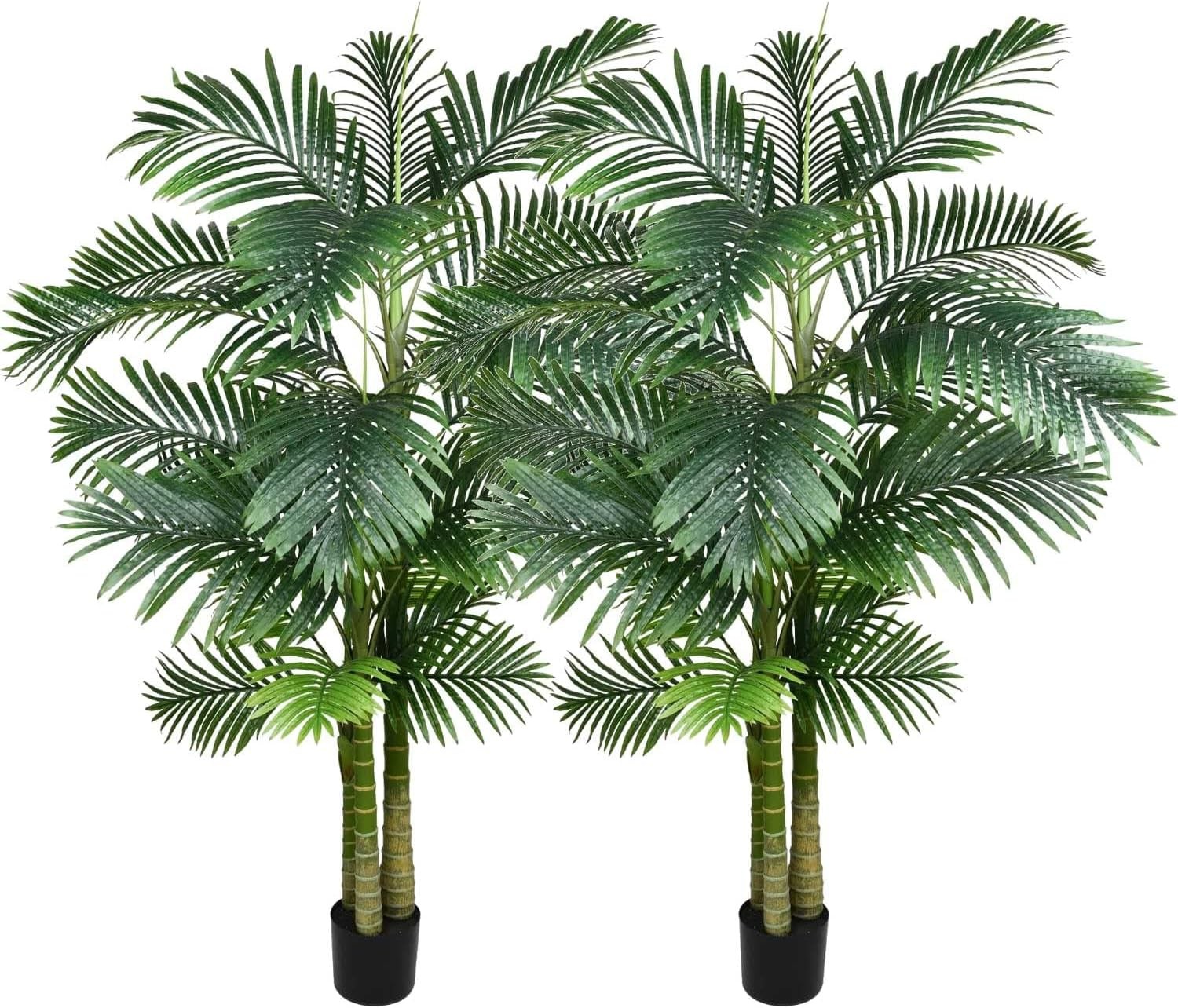 2 Pack Artificial Areca Palm Tree Plant, 6 Feet Fake Palm Tree for Indoor Out…