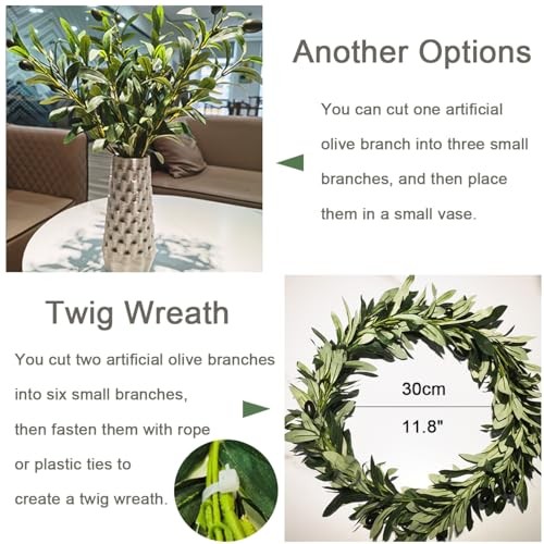 39 Inch Artificial Olive Branch Greenery Stems Fake Plants withLeaves for 2