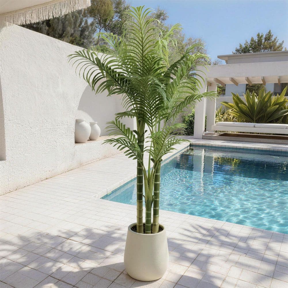 6 Ft. Artificial Palm Trees White Planter Indoor Outdoor Patio Office Home Decor