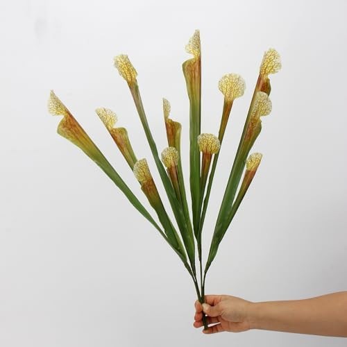 5pcs 17.5″ Artificial Carnivorous Pitcher Plant Fake Sarracenia for Vase Bouquet