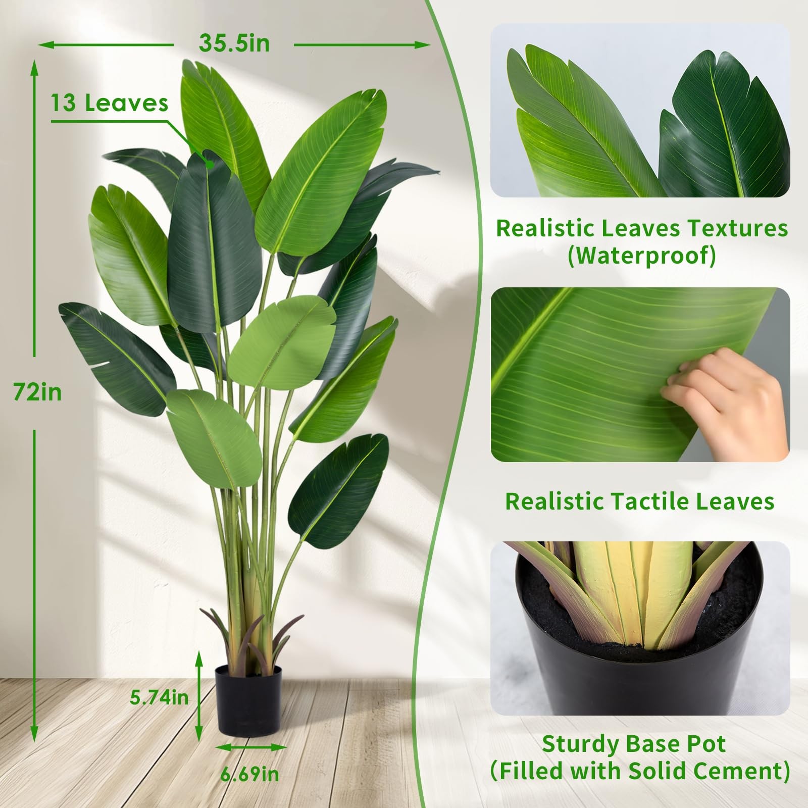 Artificial Bird of Paradise Plant,6Ft Faux Banana Tree 2Pack