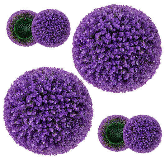 17.5 Inch 2 Pack Faux Eucalyptus Decorative Balls with 7 Layers Leaves-Purple –