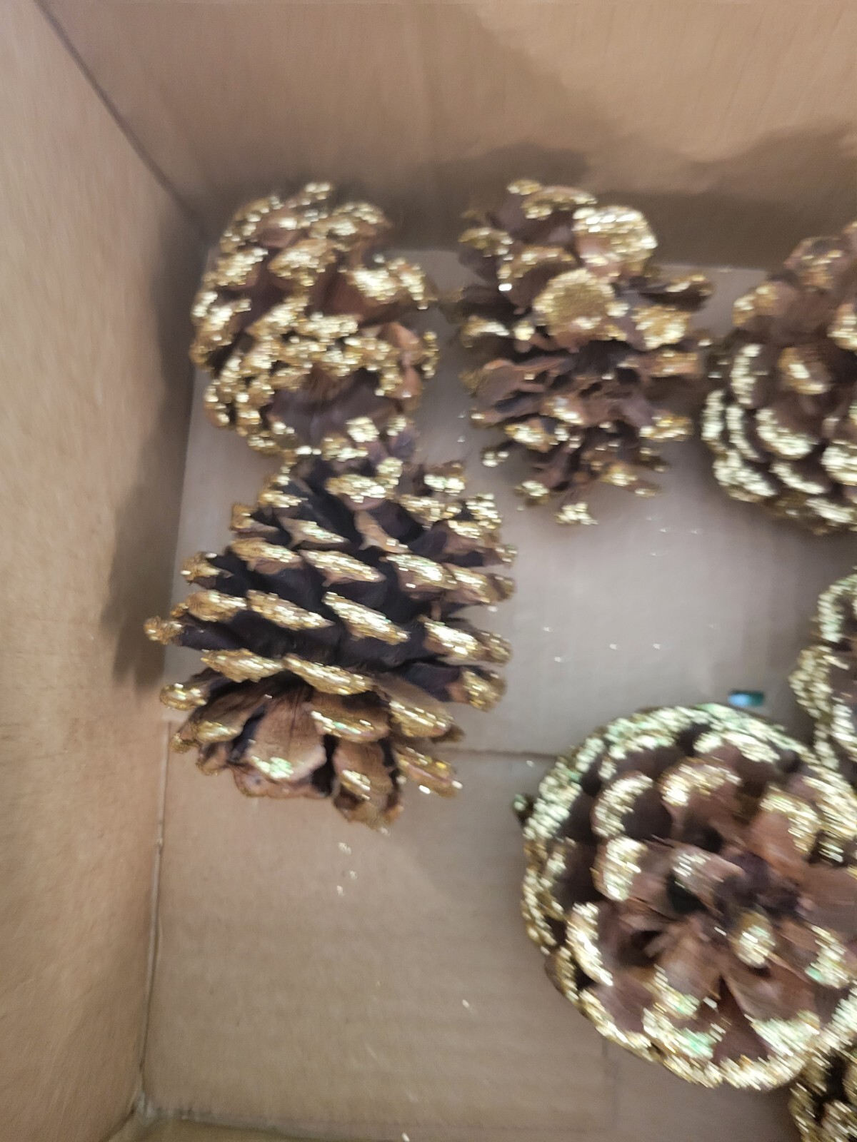 10 holiday Pine Cones with Sparkling Fairy Gold Glitter