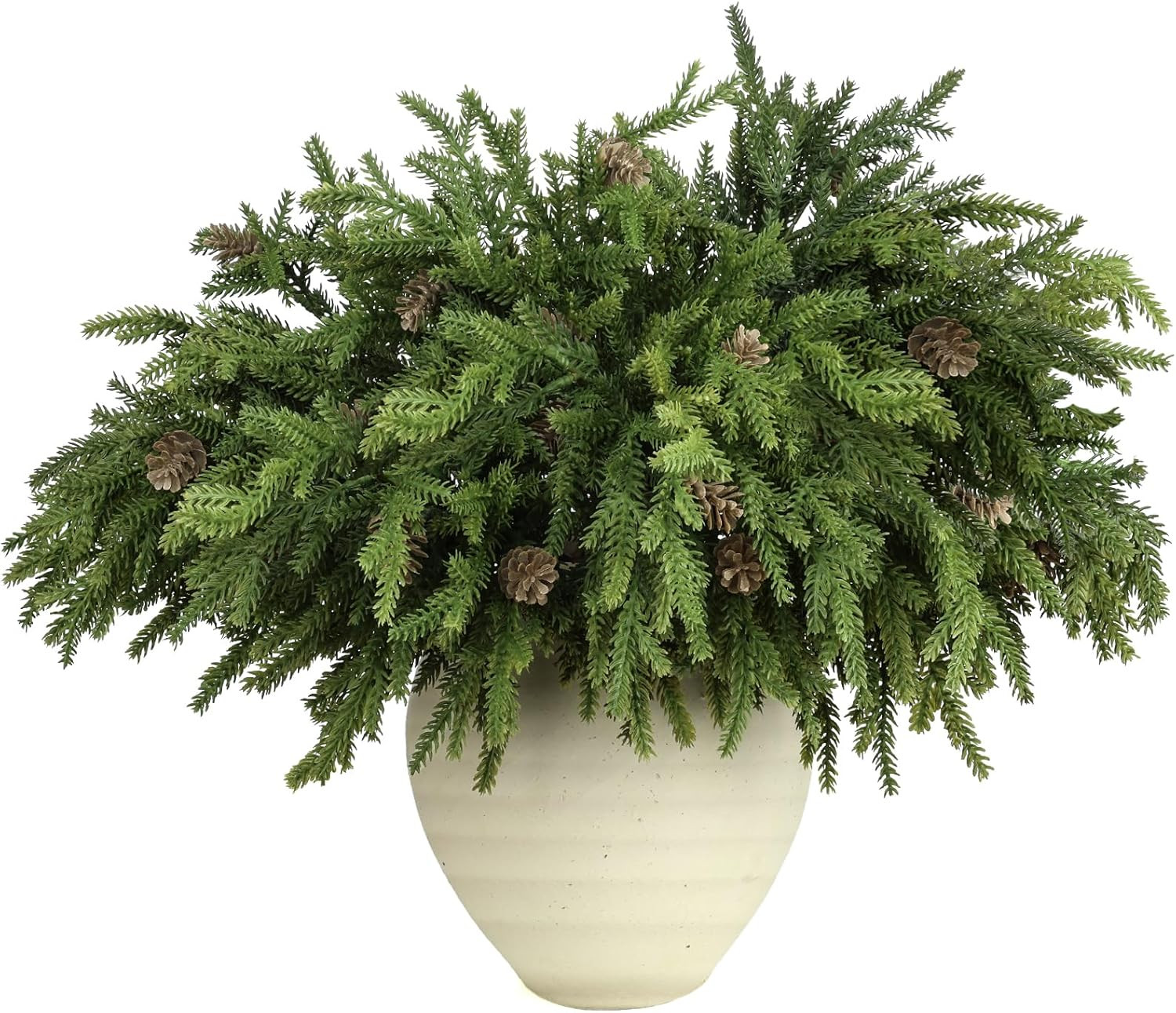 24 Pcs Realistic Pine Branches with Pinecones for Christmas Decor