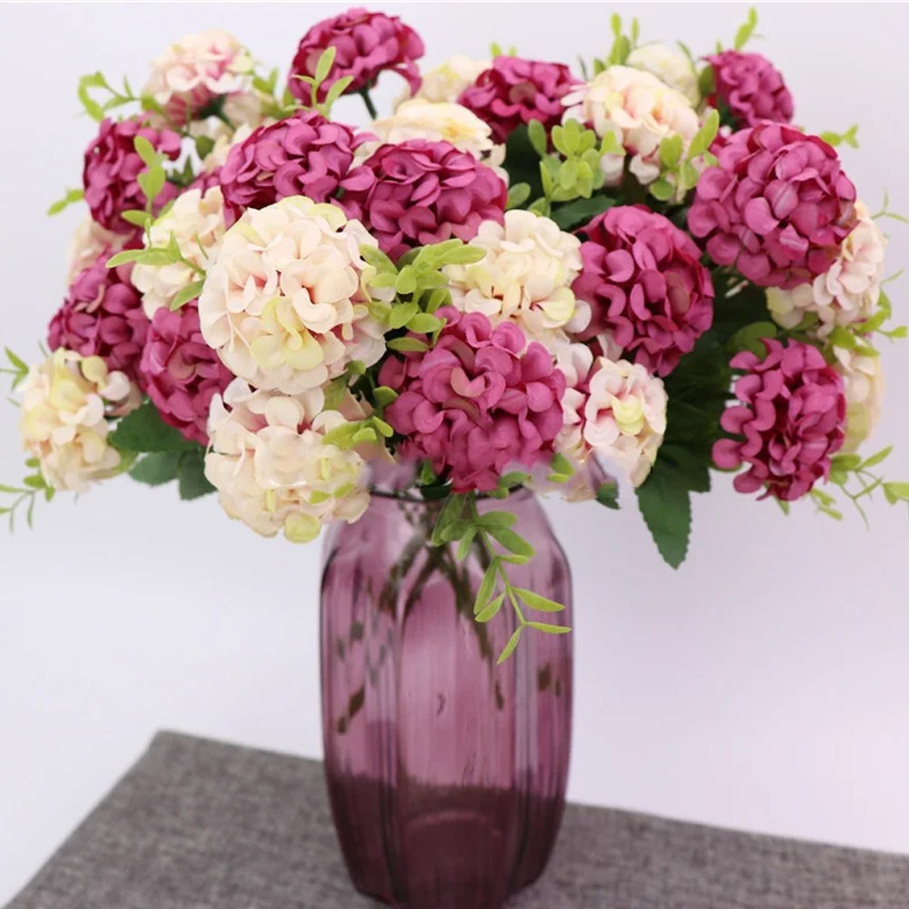 1PCS 10 Flower Head Hydrangea Fake Flowers Luxury Bouquet Wedding Decoration