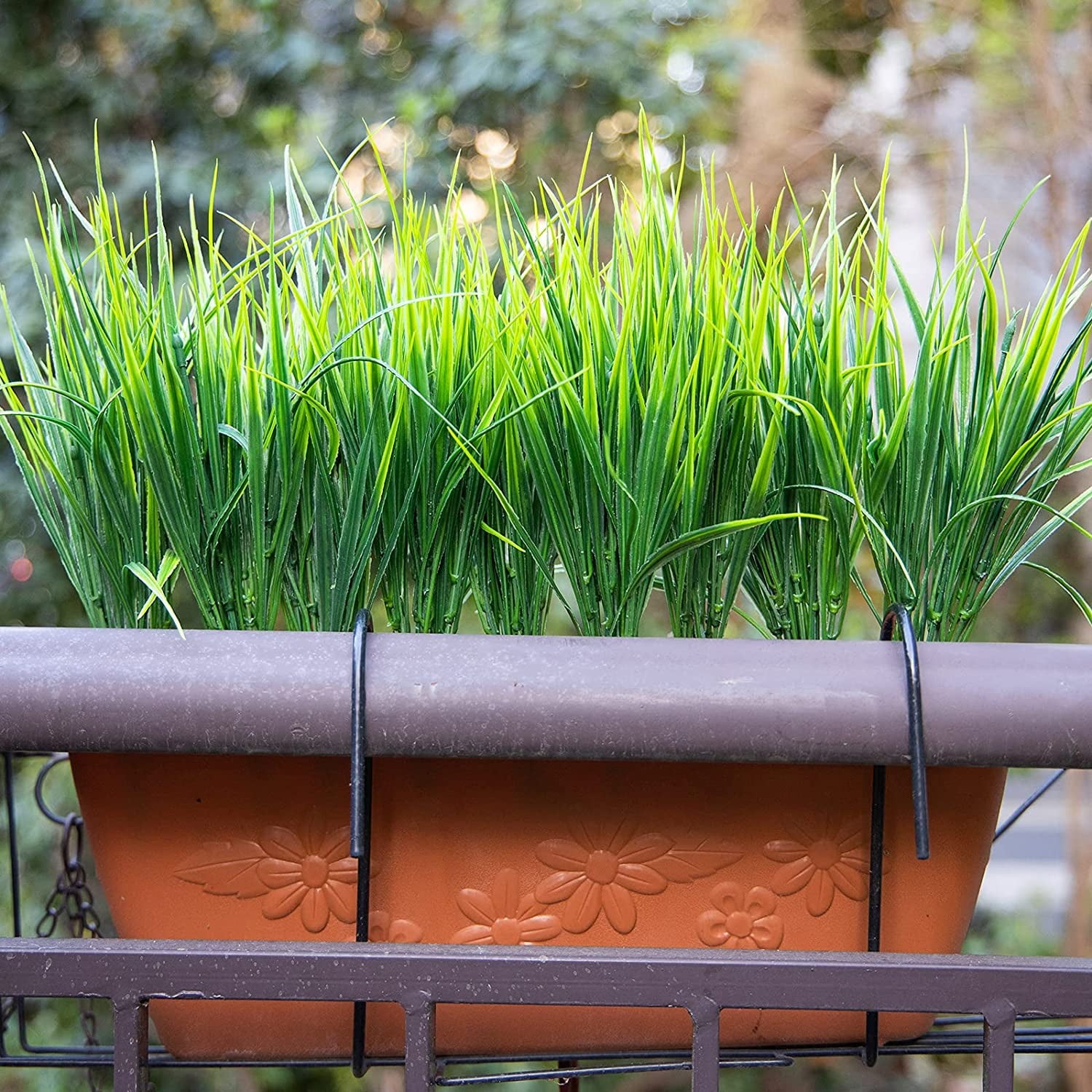 12Pc Artificial Outdoor Wheat Grass UV Resistant Fake Greenery Faux Shrubs Grass