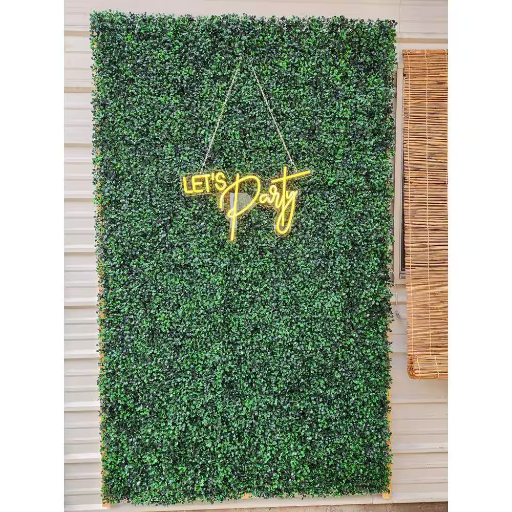 24- Piece 20X20X1.6 In. Artificial Boxwood Hedge Panels Faux Grass Wall Backdrop