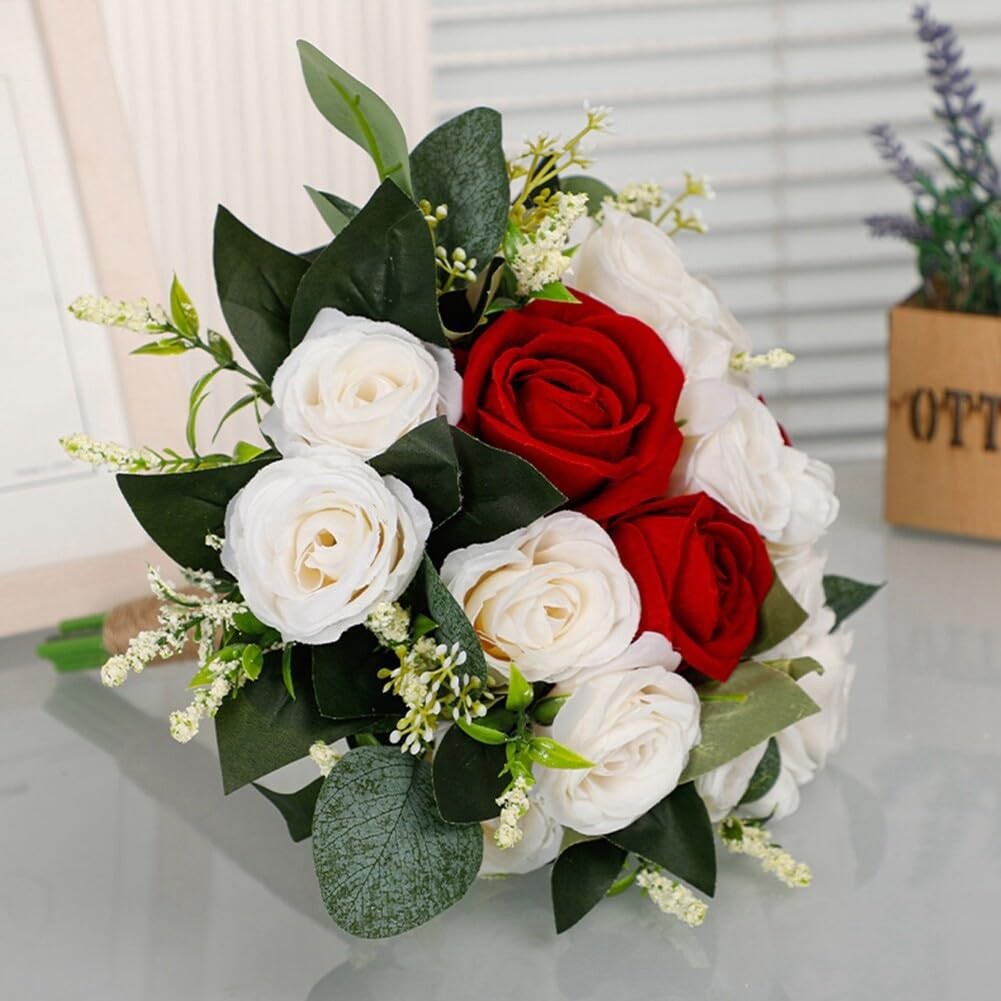 Eforcase Wedding Rose Bouquet Bridesmaid Flower Bouquets, Artificial Flower R…
