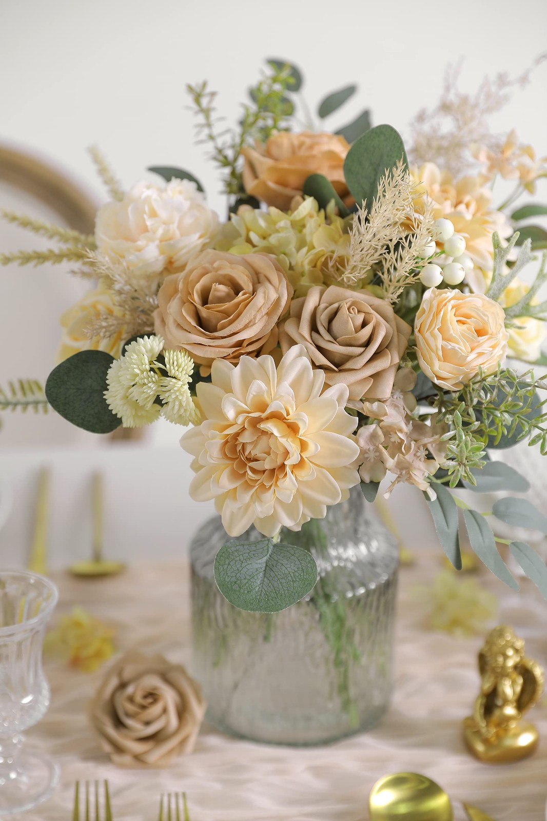 Artificial Flower Combo Box Set Silk Fake Rose For DIY Wedding Bouquet Nude
