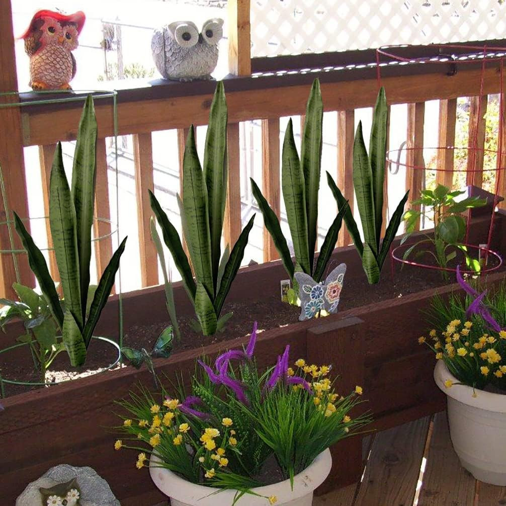30″ Tall 4 PCS Artificial Snake Plants – Indoor/Outdoor Home & Office Decor
