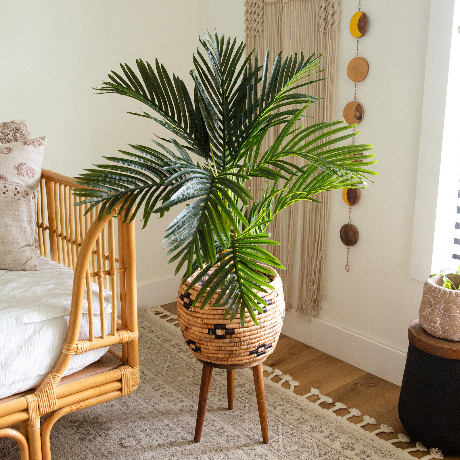 Nearly Natural 3ft Artificial Golden Cane Palm Tree in Green