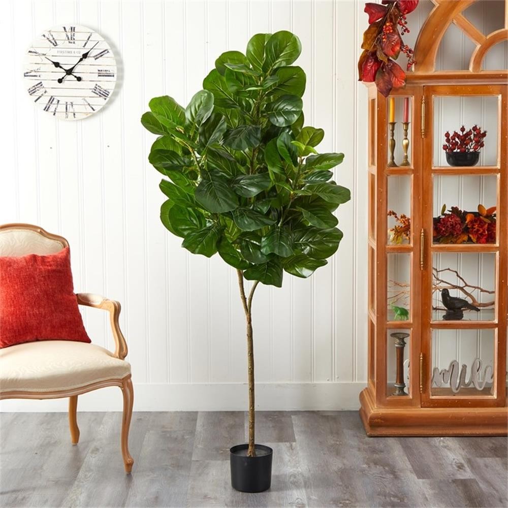 Pemberly Row 72″ Fiddle Leaf Fig Artificial Tree in Green/Black